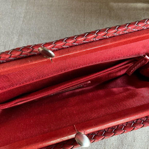 Vintage Elliott Luca Leather Woven Clutch Bag in Red - Picture 14 of 16